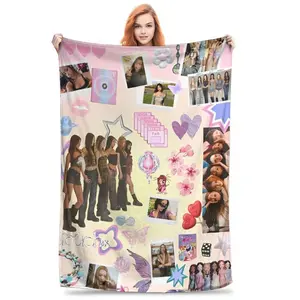 Super Warm Blankets Girls Picnic Korean Style KATSEYE Gnarly Throw Blanket Flannel Bedspread For Bedroom Funny Sofa Bed Cover KATSEYE Merchandise Eyekon Fan Gift K-Style Room Decor Decorative Bedding For Teens Girls Soft Fleece Plush Throw