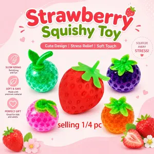 Strawberry fruit stress-relief squeeze toy, Stress Relief Squishy, stretchable, press to soothe emotions, relieve stress and anxiety, suitable for office, study, leisure, enhance concentration, creative toy, birthday gift