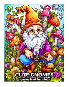 Adult Cute Gnome Coloring Book: Large Print Coloring Pages, Adorable Gnome & Cute House Illustrations for Fun, Relaxation - Suitable for All Skill Levels