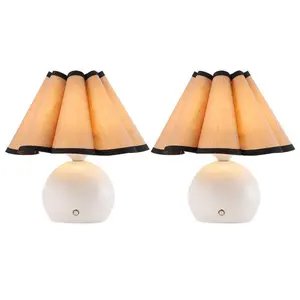 Billie 10.5" Classic Vintage Scalloped Shade Regarcheable/Cordless Dimmable Integrated LED Table Lamps