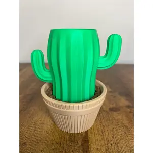 Cactus Pencil Holder – Hidden Compartment for paper clips, Desk Organizer, Cute Office Decor, 3D printer, gift