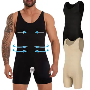 Menswear Seamless Bodysuit Shapewear Tummy Control Full Body Shaper Open Crotch Comfortable Solid Compression Breathable Underwear shaping body suit