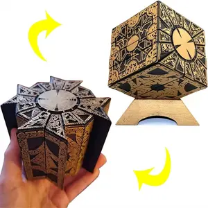 Detachable Hellraiser Puzzle Box, HellraiserPuzzle Box Functional, Deformation DetachableLock Puzzle Box.Lament Configuration HorrorMovie Merchandise Full-Featured Prop ModelOrnaments,with Base