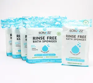 SCRUBZZ 105-Pack Rinse-Free Shower Sponges for Travel Stay Fresh Anywhere No Rinsing Required Versatile Practical Bath Sponges Ideal for On-The-Go Use