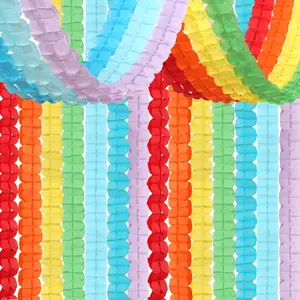 Rainbow Red-Orange Green-Blue  Streamers Garland - 12 count Colorful Theme Party-Decorations,4-Leaf Clover Paper Streamer Banner,Boy Girl  Birthday Supplies, Shower Wedding Decor