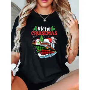 100% Cotton Unisex Merry Cruisemas 2025 Funny Cruise Squad Christmas 2025 T-Shirt– Retro Style, Soft & Breathable, Perfect for Daily Wear
