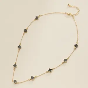 Gold Charm Necklace with Enamel Accents Elegant Minimalist Jewelry