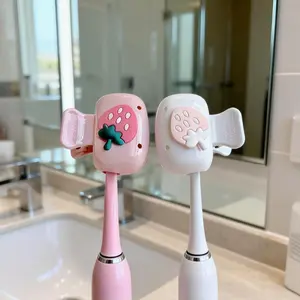 Cute Strawberry Toothbrush Holder Set, Heart-Shaped & Cherry Design, Portable for Home, Dormitory, Bathroom, Travel