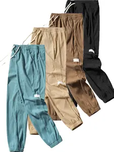 Men's Corduroy Jogger Pants, Casual Loose-Fitting Sweatpants with Print Design, Fall & Winter Fashion, Comfortable and Stylish, Casual Athletic Jogging