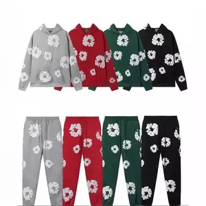 American Street Trend Hip Hop Hooded Sweater Set Men's All-Matching Hoodie Sweatpants Suit Menswear Clothes Long Sleeve Green