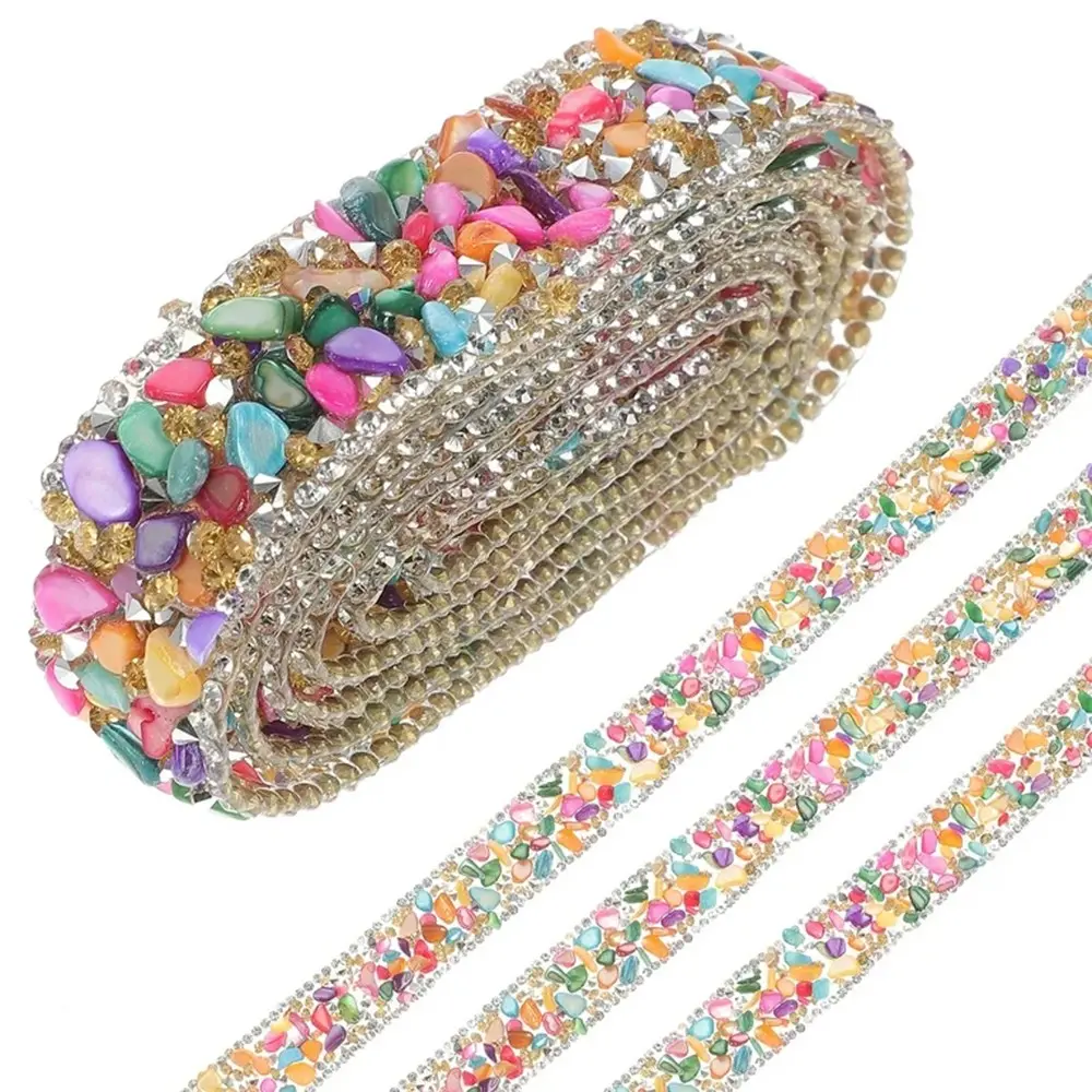 Colorful Resin Rhinestone Self-Adhesive Strip, Glitter Trim Ribbon Design, DIY Clothing Accessories, Shoe Hat Bag Decoration, Handmade Craft Supplies, Rhinestones Glitter