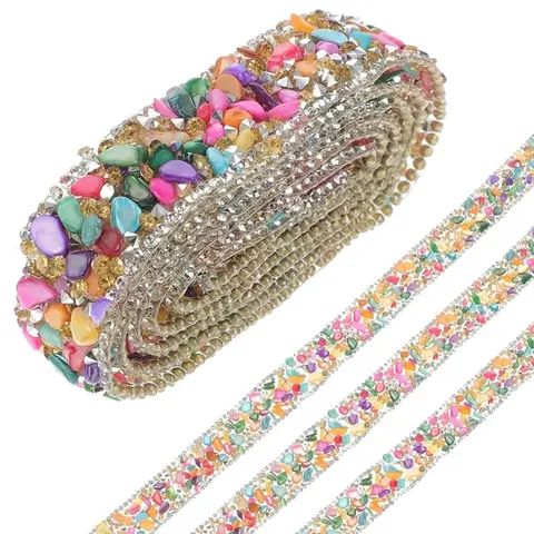 Colorful Resin Rhinestone Self-Adhesive Strip, Glitter Trim Ribbon Design, DIY Clothing Accessories, Shoe Hat Bag Decoration, Handmade Craft Supplies, Rhinestones Glitter