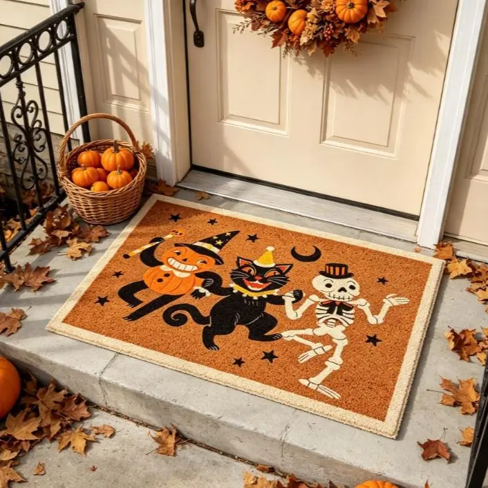 1pc Fun Halloween Pumpkin Cat Skull Doormat, Indoor/Outdoor Non-Slip  Kitchen Mat for Home Decor, Perfect for Entryway Placement