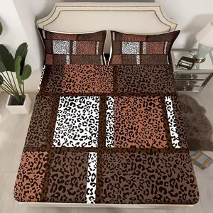 3pc Leopard Print Bed Sheet Set, Soft Breathable Polyester, Deep Pocket Mattress Protector, Ideal Gift for Holidays