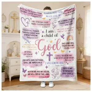 Christian Themed Blanket, Bible Verse Collage Flannel Blanket Soft Cozy Plush Throw Perfect Inspirational Gift for Faith Based  Warm Snuggle Blanket for Bedroom Devotional Space Cute Pastel Watercolor Christian Design , Warm Nap Blanket for Home & Office