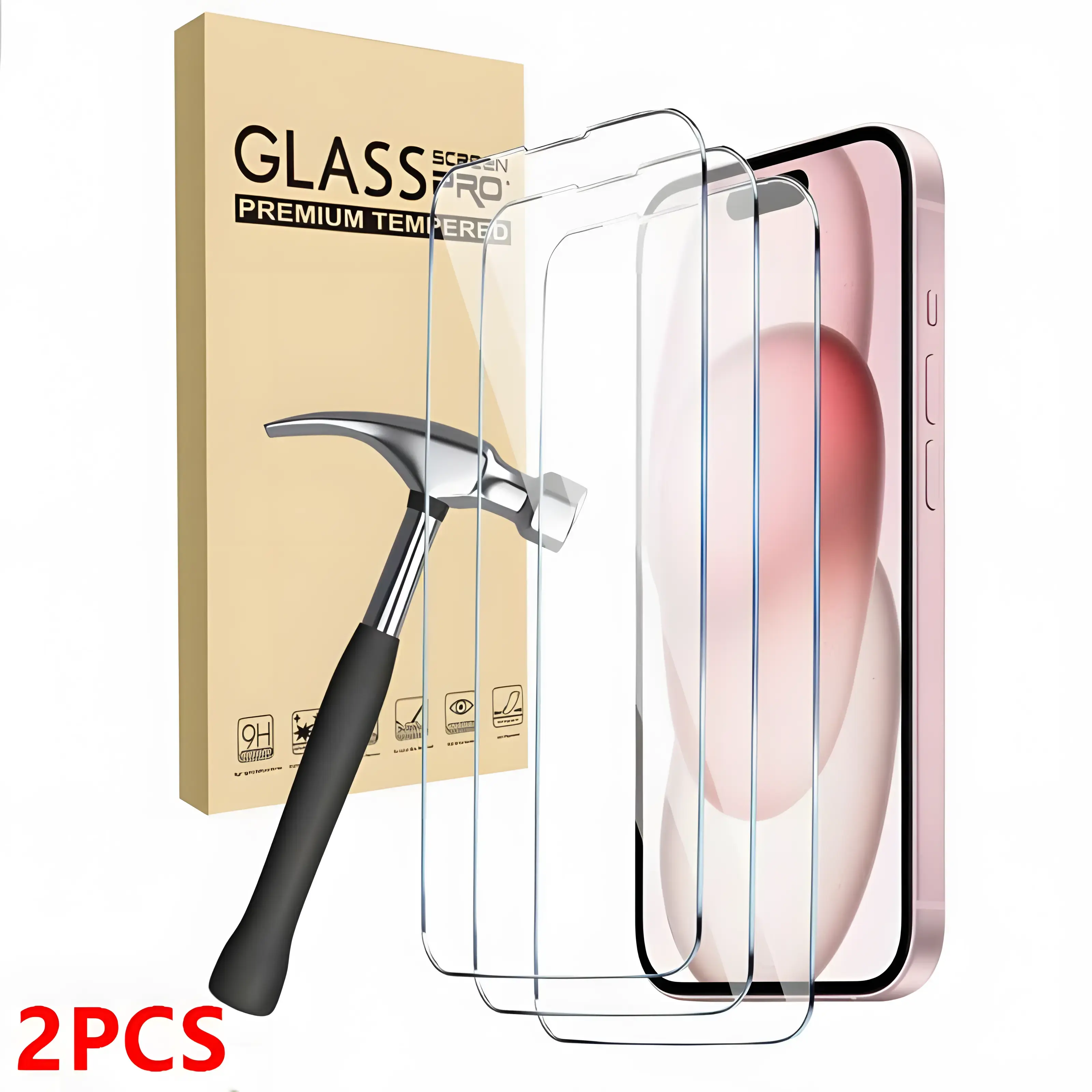 2-pack iPhone17 16 15 14 13 12 11 mobile phone protective film – crystal clear touch, circular polarized eye protection, ultra-clear tempered glass anti-protection design, dust-free and bubble-free, easy to install/holiday best gift/phone cover gift/prec