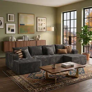 CAODOC U-Shaped Corduroy Sectional Couch for Living Room Apartment, Modular Reconfigurable Cloud Sofa with 2 Chaise Lounges, Deep Seat Big Comfy Couch, No Assembly Required