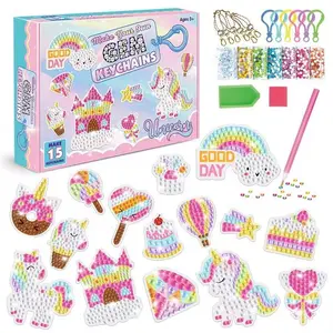 Diamond Painting Keychain DIY Kit, Unicorn Ice Cream 3D Acrylic Base, Waterproof Mini Drill Tools Set, Personalized Bag Accessories, Diamond Painting Kits