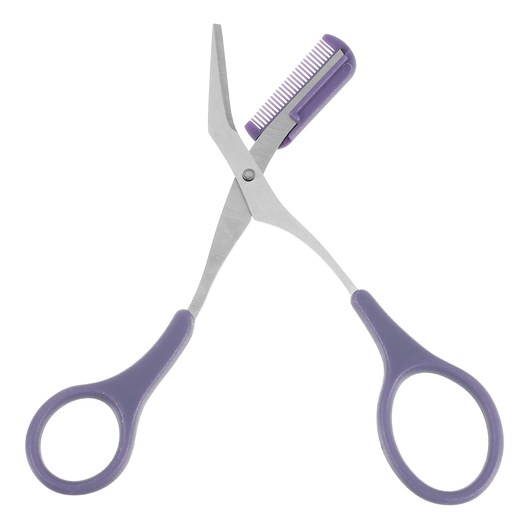 VOCOSTE Eyebrow Trimmer Scissors, Eyebrow Scissors with Comb, Stainless Steel Eyebrow Comb Scissors, Eyebrow Trimmer for Beginners and Women's, for Trimming and Shaping Eyebrows, Purple