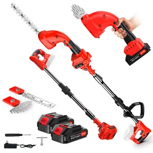 3-in-1 21V Pole Mini Hedge Trimmer & Grass Shear, 6.3ft Reach, Electric Hedge Trimmer with Extension Pole, Multi-Angle for Garden, Lawn(2*2000mAh Battery and Charger Included)