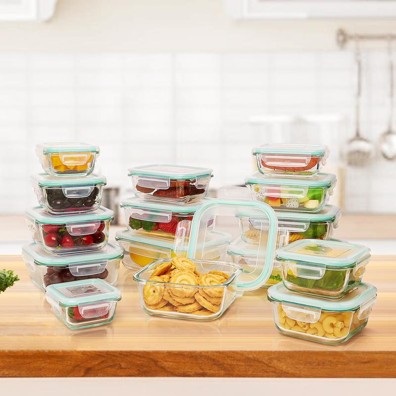 【Christmas Hauls】Vtopmart 12/18 Pack Glass Food Storage Containers with Lids -Stackable Design for Kitchen Utensils Oven Microwave Freezer Dishwasher Kitchenware Square Fridge Organizers Insulated Lunch Compartment Green Rectangle 【Christmas Hauls】Vtopmart 12/18 Pack Glass Food Storage Containers with Lids -Stackable Design for Kitchen Utensils Oven Microwave Freezer Dishwasher Kitchenware Square Fridge Organizers Insulated Lunch Compartment Green Rectangle