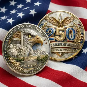 3D Golden Eagle America Coin, Patriotic Challenge Coin, USA Independence 1776–2026 Commemorative Collectible, History Enthusiast Gift For Coin Collector