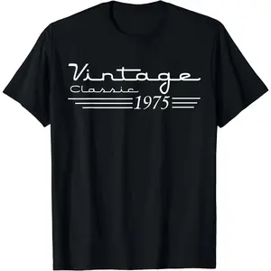 "Vintage Classic 1975" Retro 50th Birthday Graphic Shirt, Born in 1975 Tee