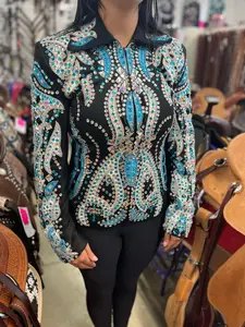 Women's Royal Highness Turquoise White Black Show Jacket