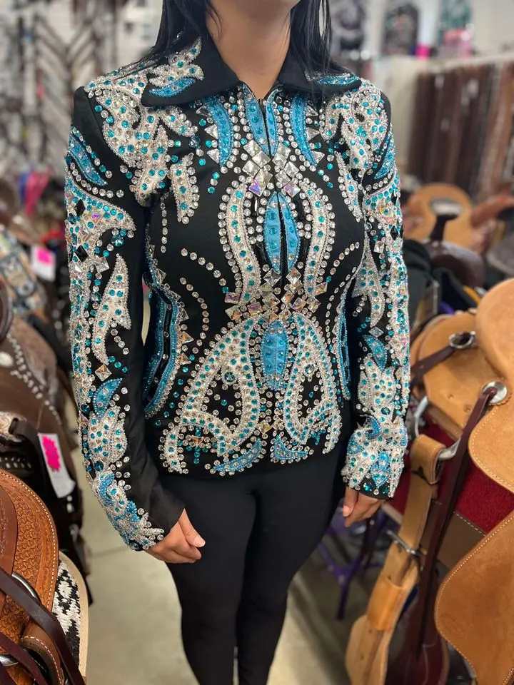 Women's Royal Highness Turquoise White Black Show Jacket