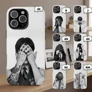 Vintage Bangtan iPhone Case, Retro Black & White Aesthetic Phone Case World Tour 2026 Compatible with iPhone X, 11, 12, 13, 14, 15, 16, 17 Series & Galaxy Series for Boys Girls