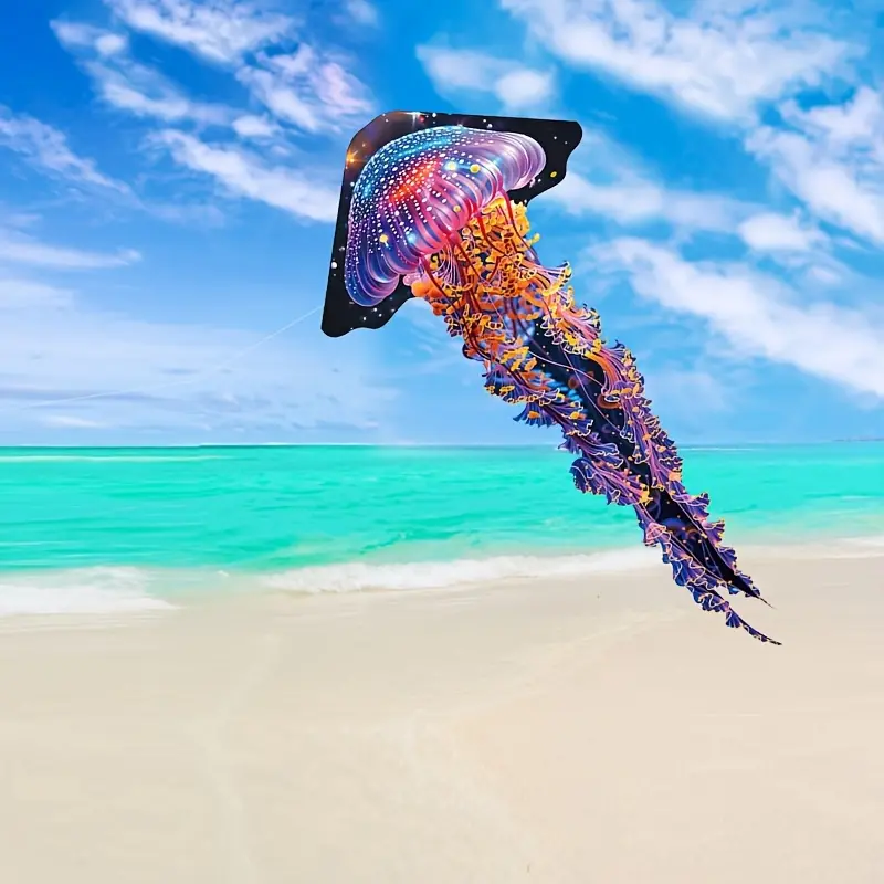 Jellyfish kite, large lighthouse jellyfish kite, easy-to-fly breeze kite, outdoor flying tool, colorful kite suitable for outdoor beach park games and entertainment, gift for friends and family, holiday gift