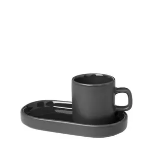 212 MAIN Minimalist Pilar Form Stoneware Espresso Cup, Agave Green Clay Ceramic Tableware - Stackable Set of 2