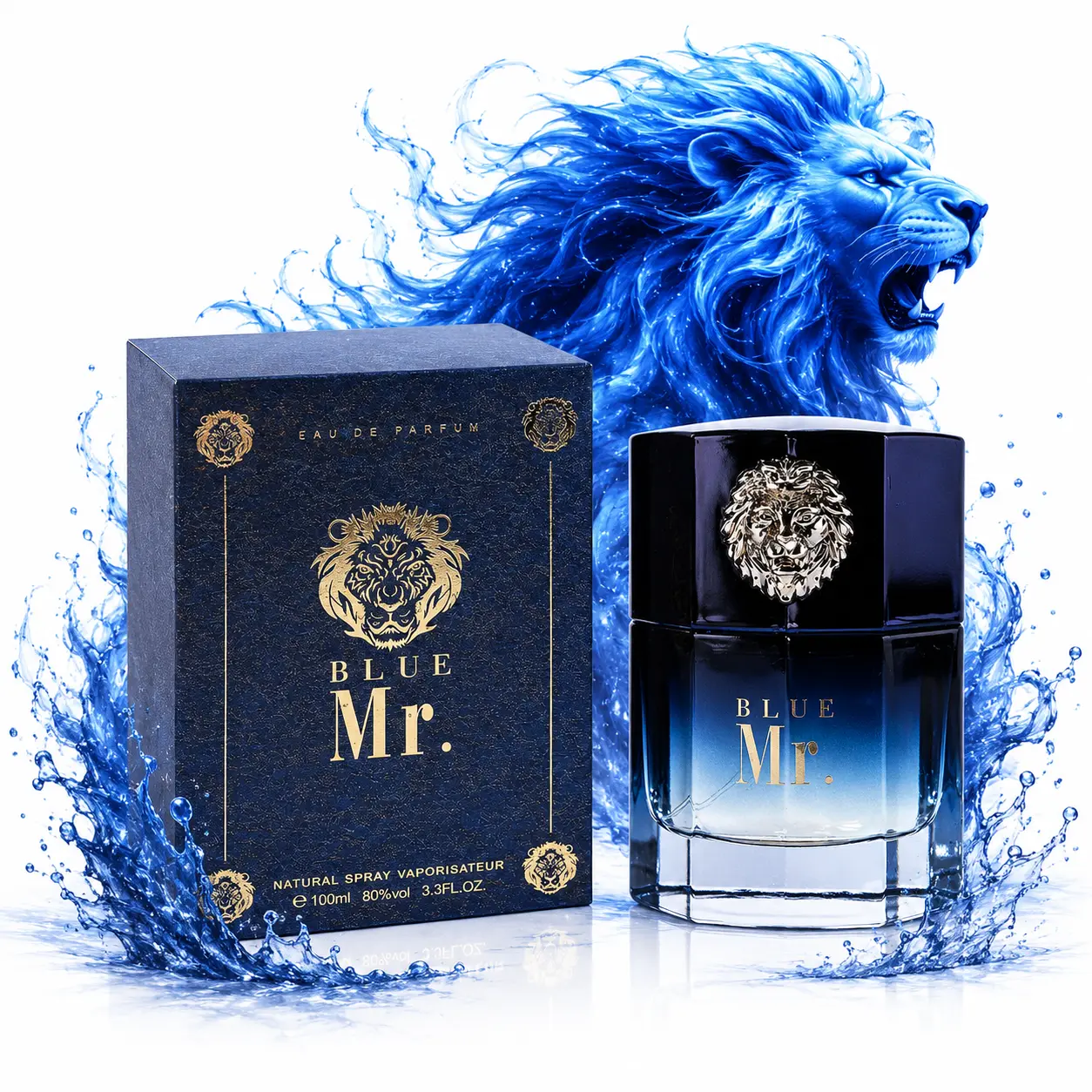 Blue Mr Cologne for Men, Fresh Citrus Bergamot Woody Amber Scent, Long Lasting Luxury Eau de Parfum, Clean Professional Fragrance Spray 100ml