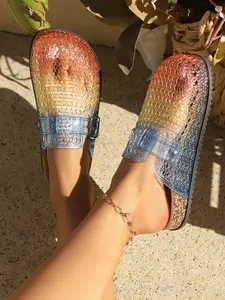 Gradient Color Jelly Sandals, Bubble Texture Strap, Multiple Colors Available, Casual Home Wear, Waterproof, Beach, Bathroom, Pool