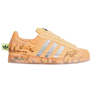 Adidas Superstar Hellstar Hazy Orange Men's Authentic Designer Sneaker - Footwear, Casual Walking Training Runner, Streetwear Collaboration, Flames, Floral Embroidered Athletic Shoe culture