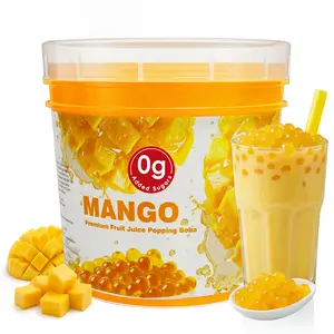 T&Tea Mango Popping Boba Pearls 2.76 LB, Zero Added Sugar, Vegan Bursting Boba Pearls for Bubble Tea, Beverages, Shakes, Desserts, Smoothies & Ice Cream Topping