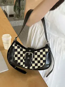 Women's Checkerboard Pattern Shoulder Bag, Fashionable Y2K Style Crossbody Shoulder Bag for Daily Used, Casual Trendy Versatile High-quality Daily Commuting Bag