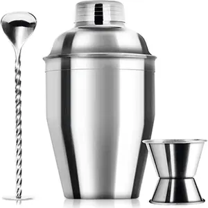 Fmdeals 24oz Cocktail Shaker Bar Set - Professional Margarita Mixer Drink Shaker and Measuring Jigger & Mixing Spoon Set - Professional Stainless Steel Bar Tools Built-in Bartender Strainer for Martini Kit