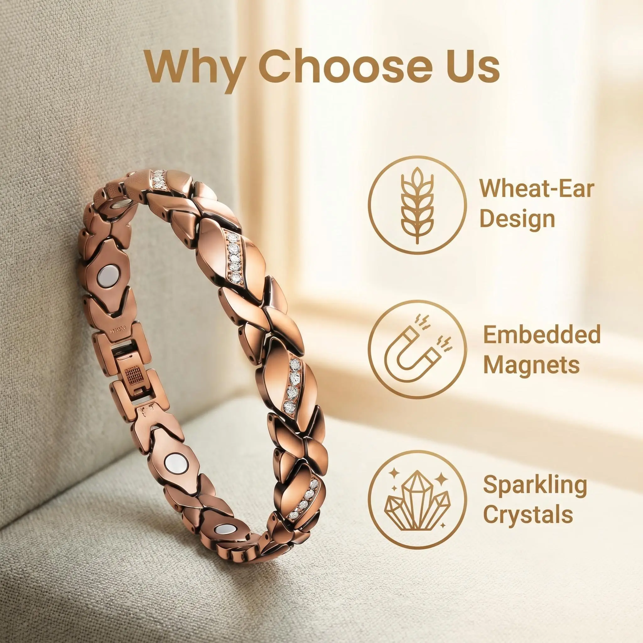 Women's Fashionable Bronze Rhinestone Bracelet - Vintage Copper Alloy Chain, Sparkling X-O Hugs and Kisses Design, Bling Effect, Slide Adjustable Retro Boho Aesthetic Bracelets & Bangles, Daily Wear Gift for Her Special Occasions