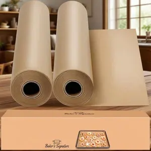 Non-Stick Baking Paper Roll – 15 in x 210 ft with Cutter, 520 Sq.Ft Total – Brown Parchment for Cooking, Grilling & Steaming, Unbleached & Durable, Heavy-Duty Oven Safe, Tear-Resistant Kitchen Essential