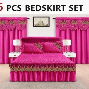 BOLLFT Pink Floral King Bed Sheet Set (5 Pieces) Lightweight 100% Polyester
