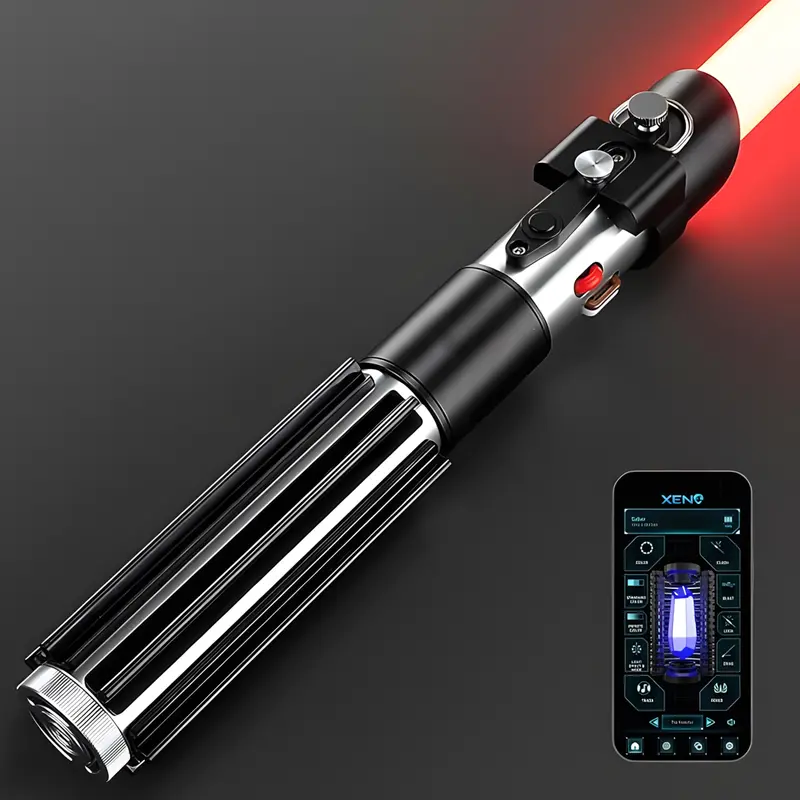 BJSABER DV5 Realistic Neopixel/Baselit Lightsaber - 28cm Aluminum Alloy Hilt, 92cm Length, 3 FX Modes, App Control, Smooth Swing, Spinning Anakin Design, 3000mAh Rechargeable Battery, 16 Sound Fonts, Dueling Fighter Tool, Halloween Adult Collector's Item