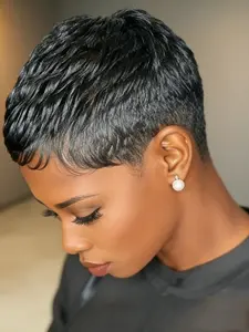 Short Pixie Cut Wig Human Hair Layered Wigs With Bangs for Daily Use Fashion Wig Short Pixie Cut Wig Human Hair Layered Wigs With Bangs for Daily Use Fashion Wig