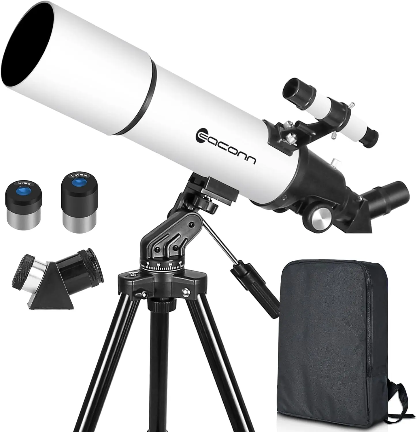Beginner 80mm Aperture 600mm Refractor Telescope - Compact Portable Travel Model with Backpack, 2 Eyepieces, 5x24 Finder Scope, Adjustable Tripod & Accessories (30x-66x, Ideal for Kids 8-12, Adults, Astronomy)