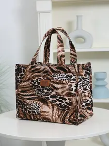 New Thick Fabric Snakeskin Pattern Handbag, Large Capacity Portable Lunch Box Bag, Retro Square Bag for Work Picnic Daily Use, Insulated Lunch Bag