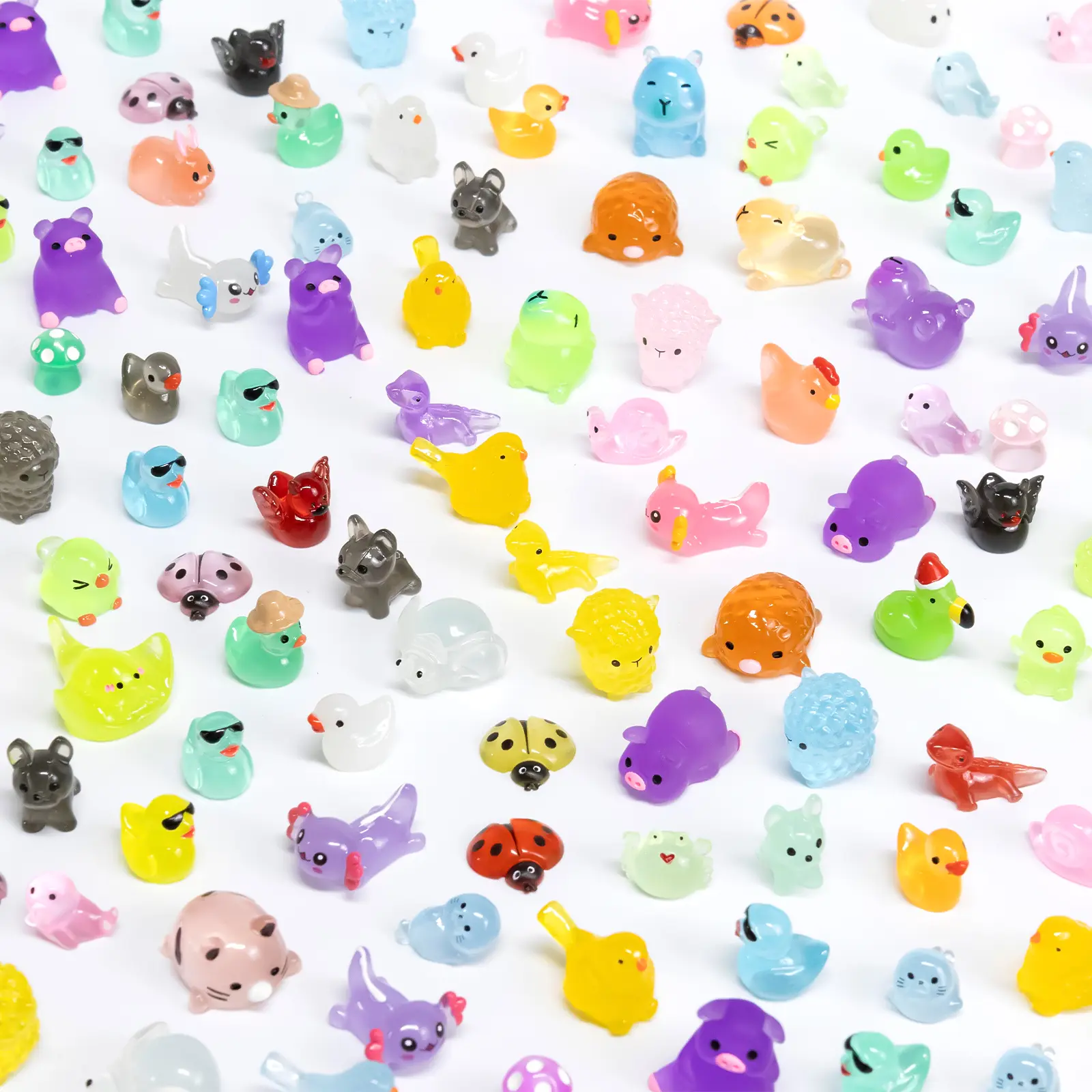 30/50/100Pcs Glow-in-the-Dark Collectible Resin Animal Figurines Set, Luminous Mystery Blind Bags for Easter Gifts, Festive Decor, Cute Collectibles, Dollhouse Accents, Party Supplies, Light, Magical