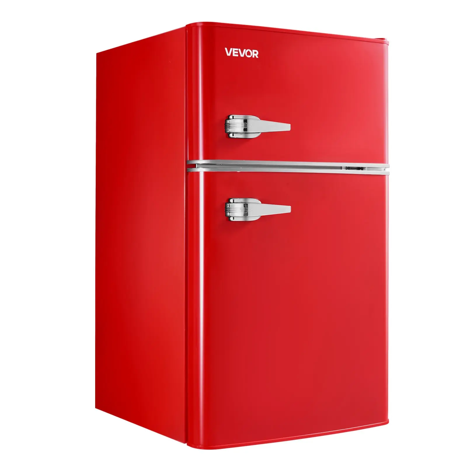 VEVOR Mini Fridge with Freezer, 3.2 Cu.Ft, Two Door Compact Refrigerator with Adjustable Temperature, Glass Shelf, Energy Efficient Dorm Fridge, Low Noise Small Refrigerator, for Bedroom, Office, RedSummervibes