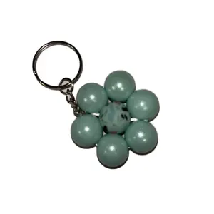Teal Sunflower Beaded Keychain