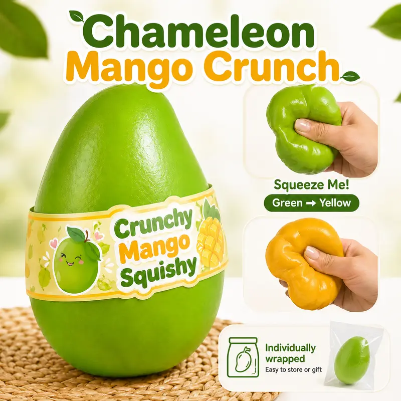 Crunchy Color Changing Mango Squishy Toy Crispy ASMR Stress Relief Fidget Ball Sensory Squeezing Toys