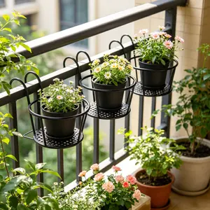 Pack of 3 Wrought Iron Hanging Flower Pot Racks, Flower Pot Racks with Hooks, Metal Plant Hanging Basket Racks, Hanging Plant Hanger, Outdoor Storage for Fences, Terraces, Balconies